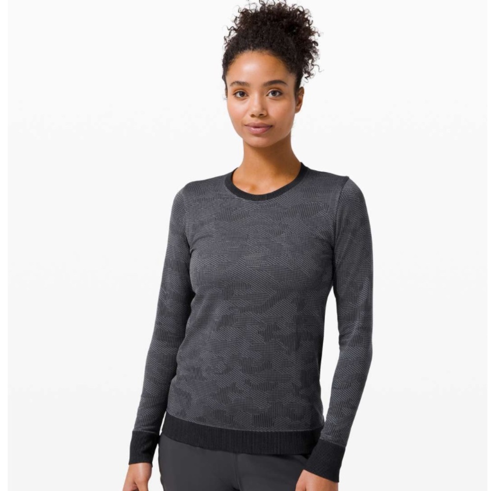 Lululemon Swiftly Breathe Long Sleeve Vented Camo Black / Asphalt Grey